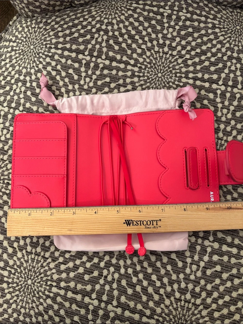 Aura Estelle Passport Size Travelers Style Planner Cover Cherry Red & dustbag